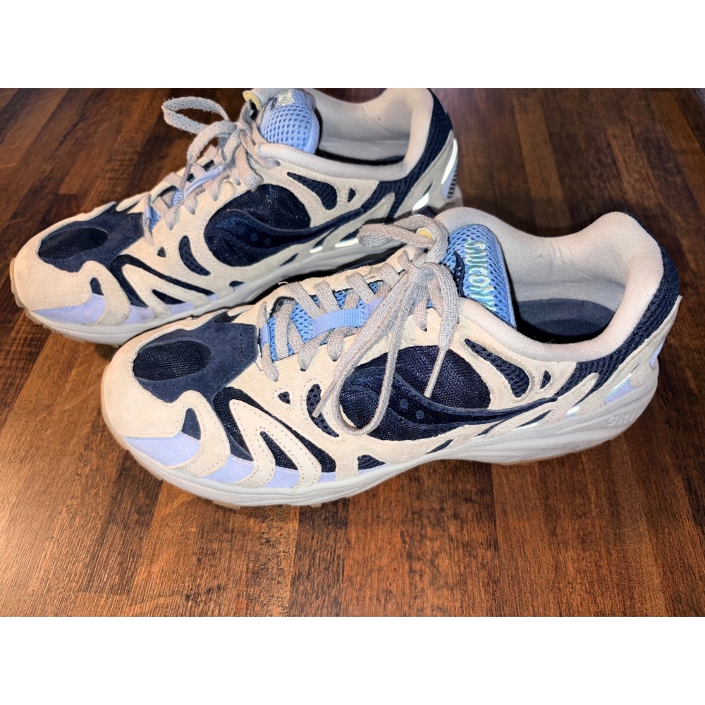 Saucony Grid Azura 2000 Mens Tan Navy Blue Sneakers S70491-13 Size 9.5